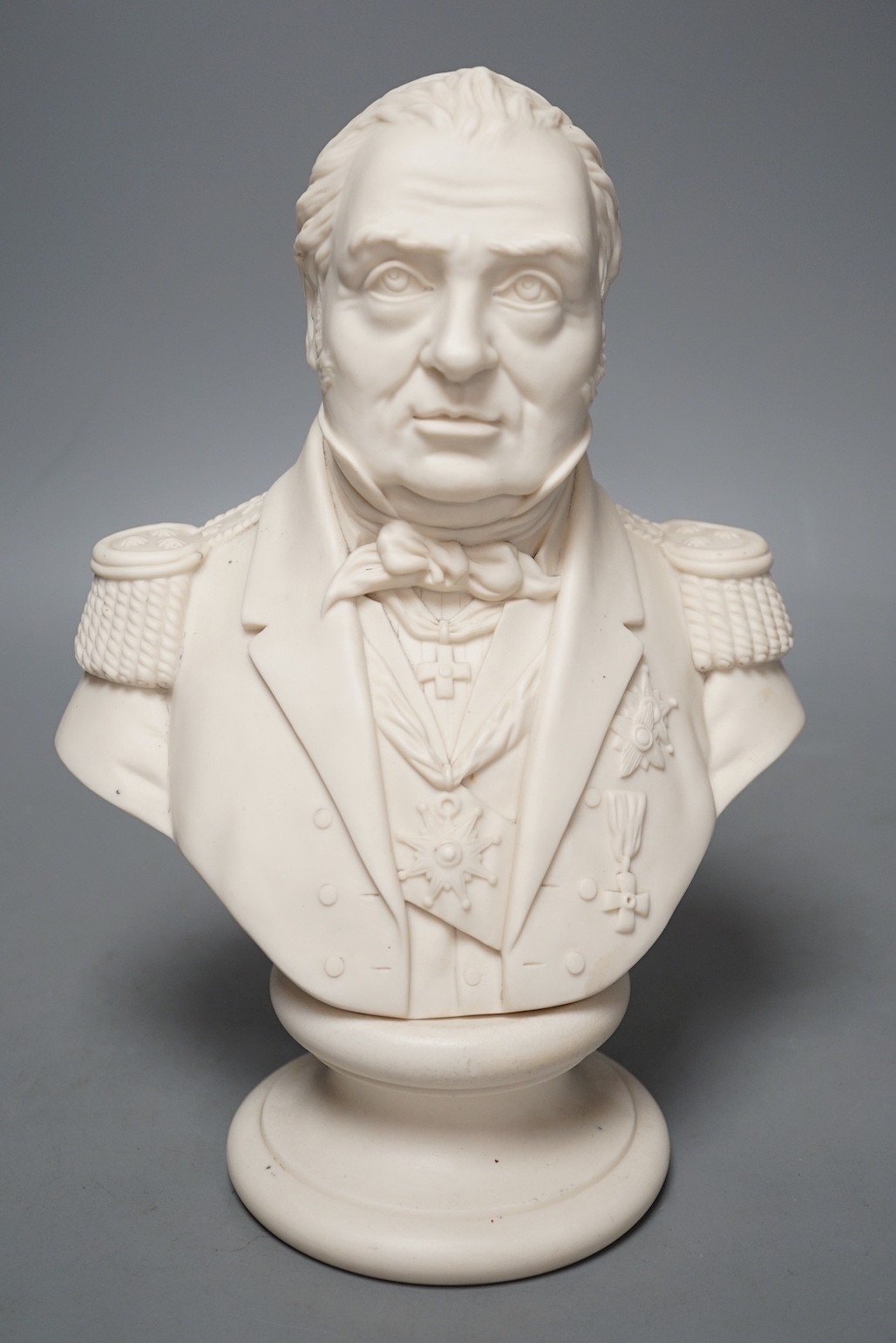 A Parian bust of Admiral Sir Charles Napier, by Samuel Alcock & Co. - 27.5cm tall